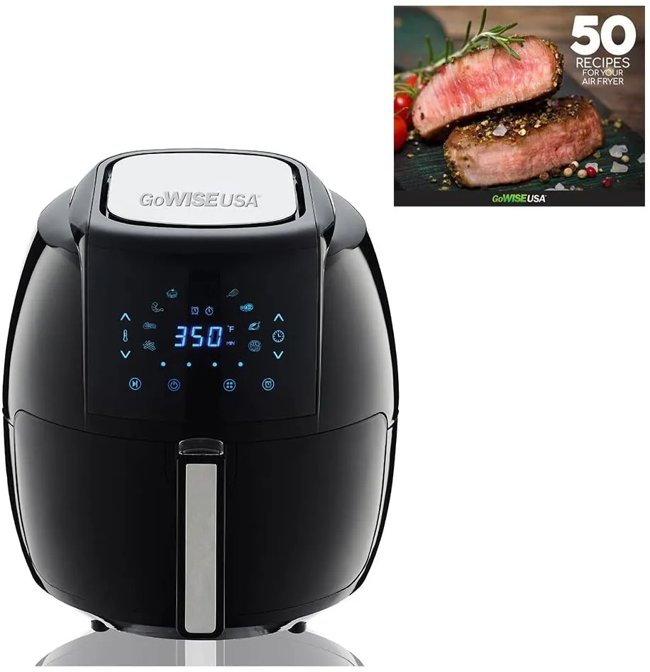 1700-Watt 5.8-QT 8-in-1 Digital Air Fryer with Recipe Book, Black