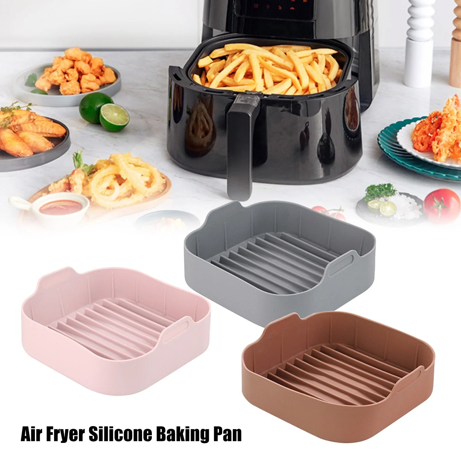 20.5CM Square Reusable Silicone Baking Pot Basket