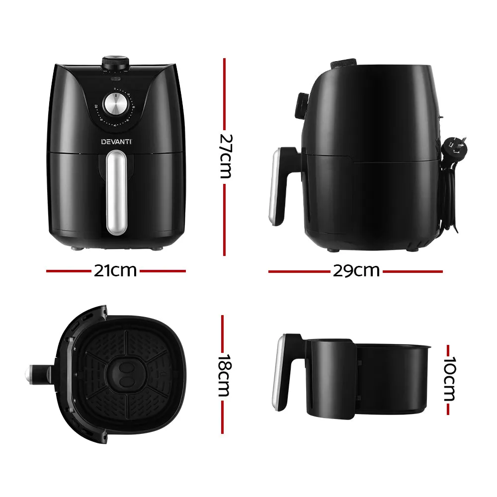 2.5L Non-Stick Air Fryer with Timer & Safety - Devanti