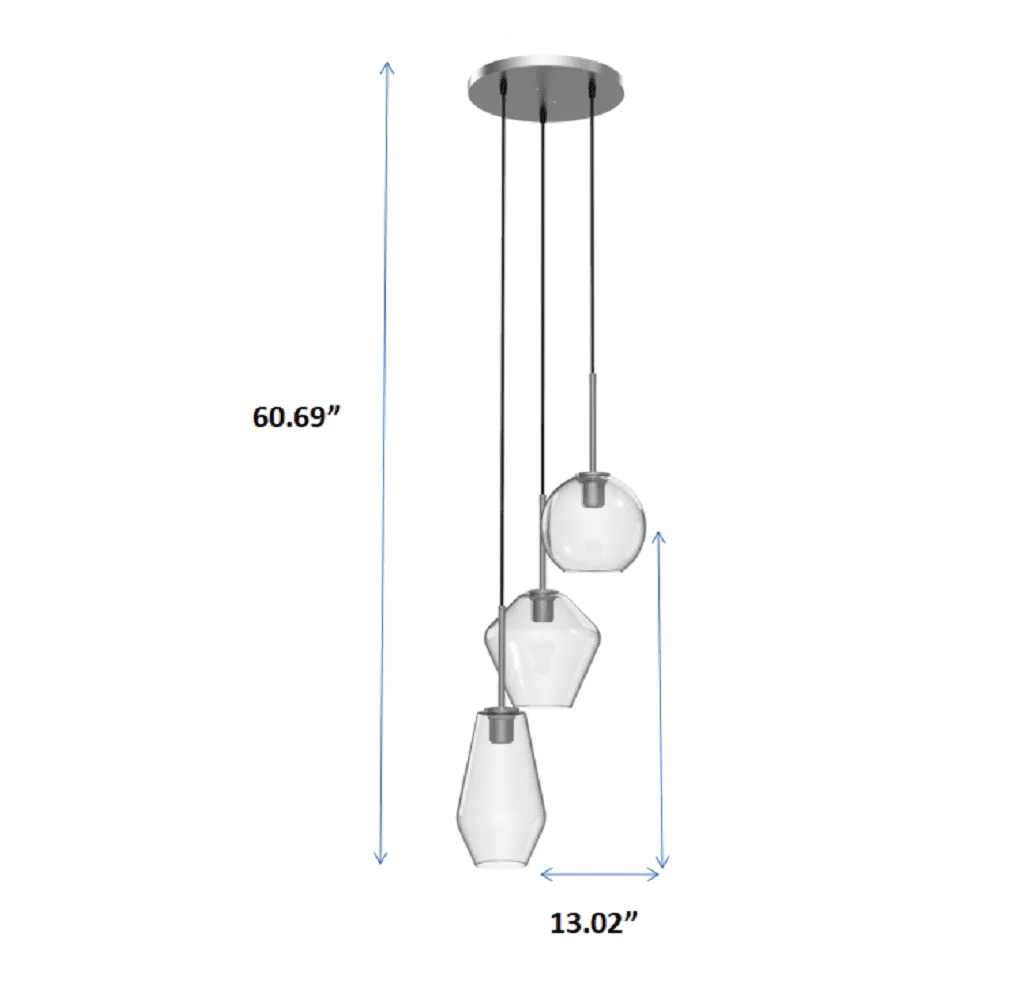 3 Light Pendant Energy Saving 40W LED Bulbs Included