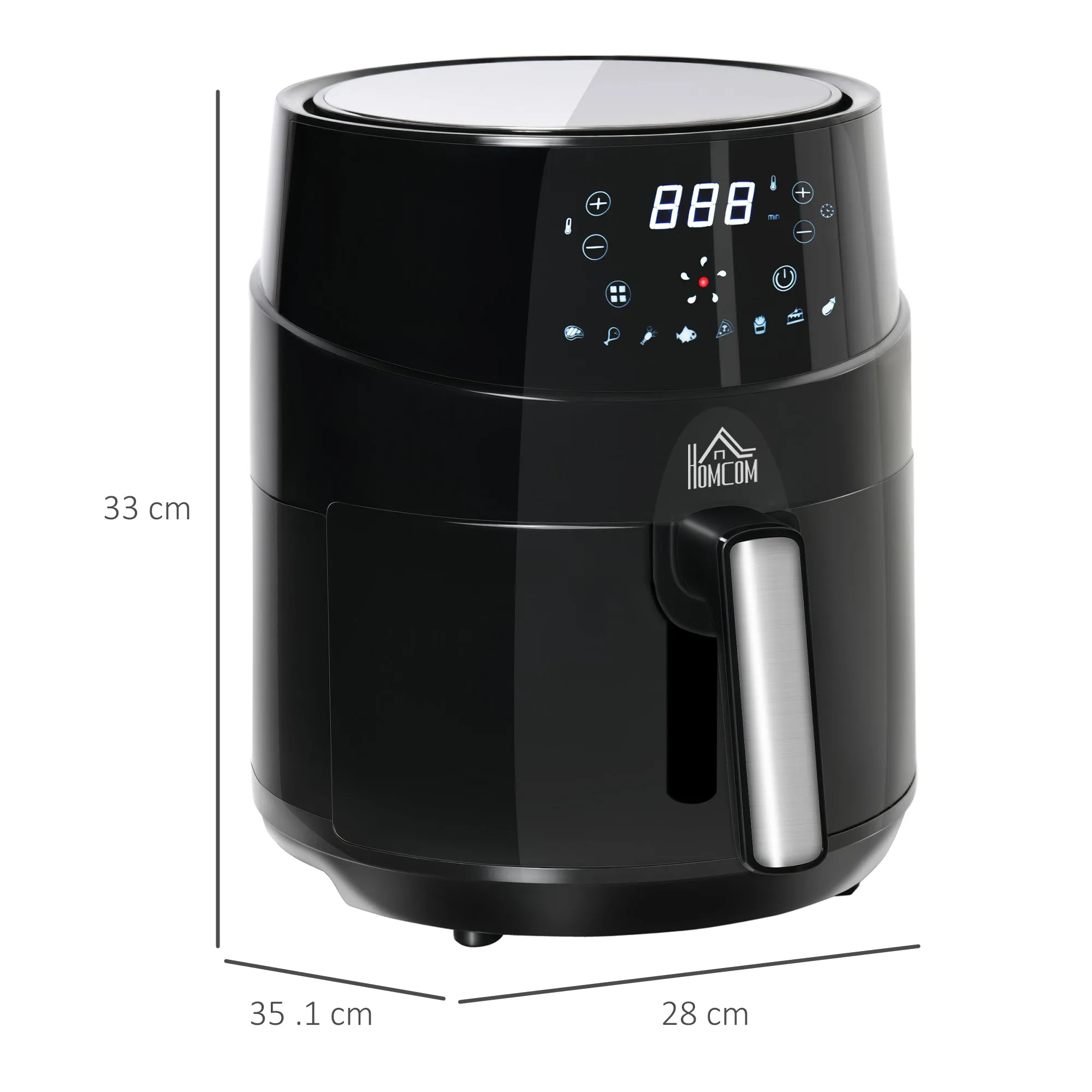 4.5L Digital Air Fryer, 1500W W/ Digital Display, Rapid Air Circulation, Adjustable Temperature, Timer and Nonstick Basket, Black