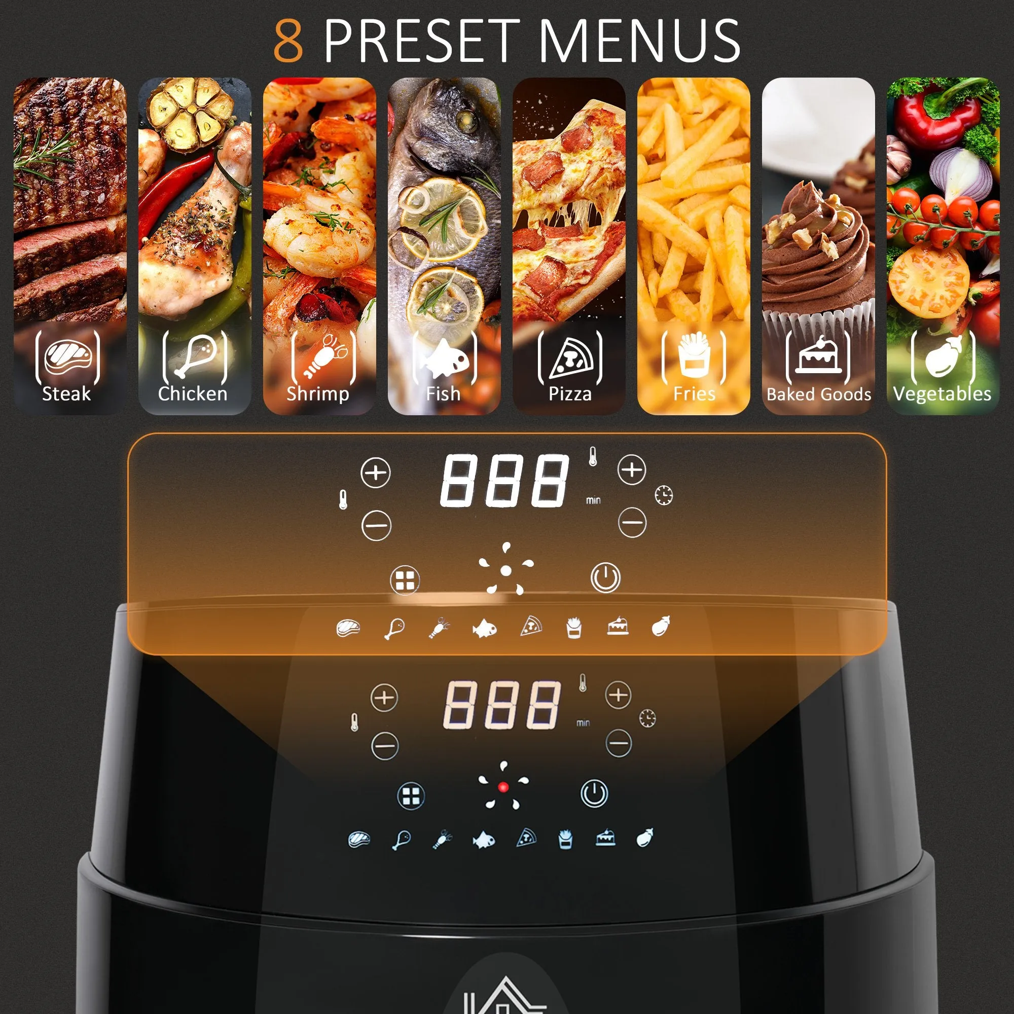 4.5L Digital Air Fryer, 1500W W/ Digital Display, Rapid Air Circulation, Adjustable Temperature, Timer and Nonstick Basket, Black