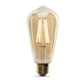 5.5W (60W Replacement) ST19 E26 Straight Filament Amber Glass Vintage Edison LED Light Bulb, Soft White