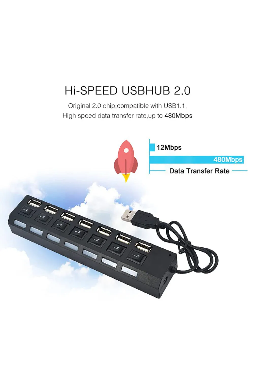 7-Ports High-Performance USB Adapter 2.0 - 1/2 Pack