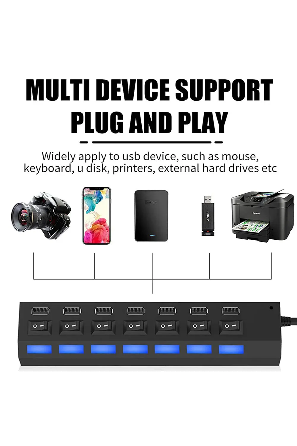 7-Ports High-Performance USB Adapter 2.0 - 1/2 Pack