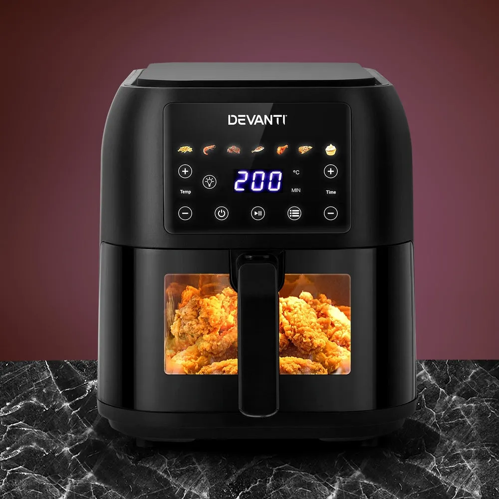 8L LCD Air Fryer, 7 Presets, Non-Stick - Devanti