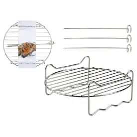 Air Fryer Rack With 3 Skewers - 19 x 19 x 5cm