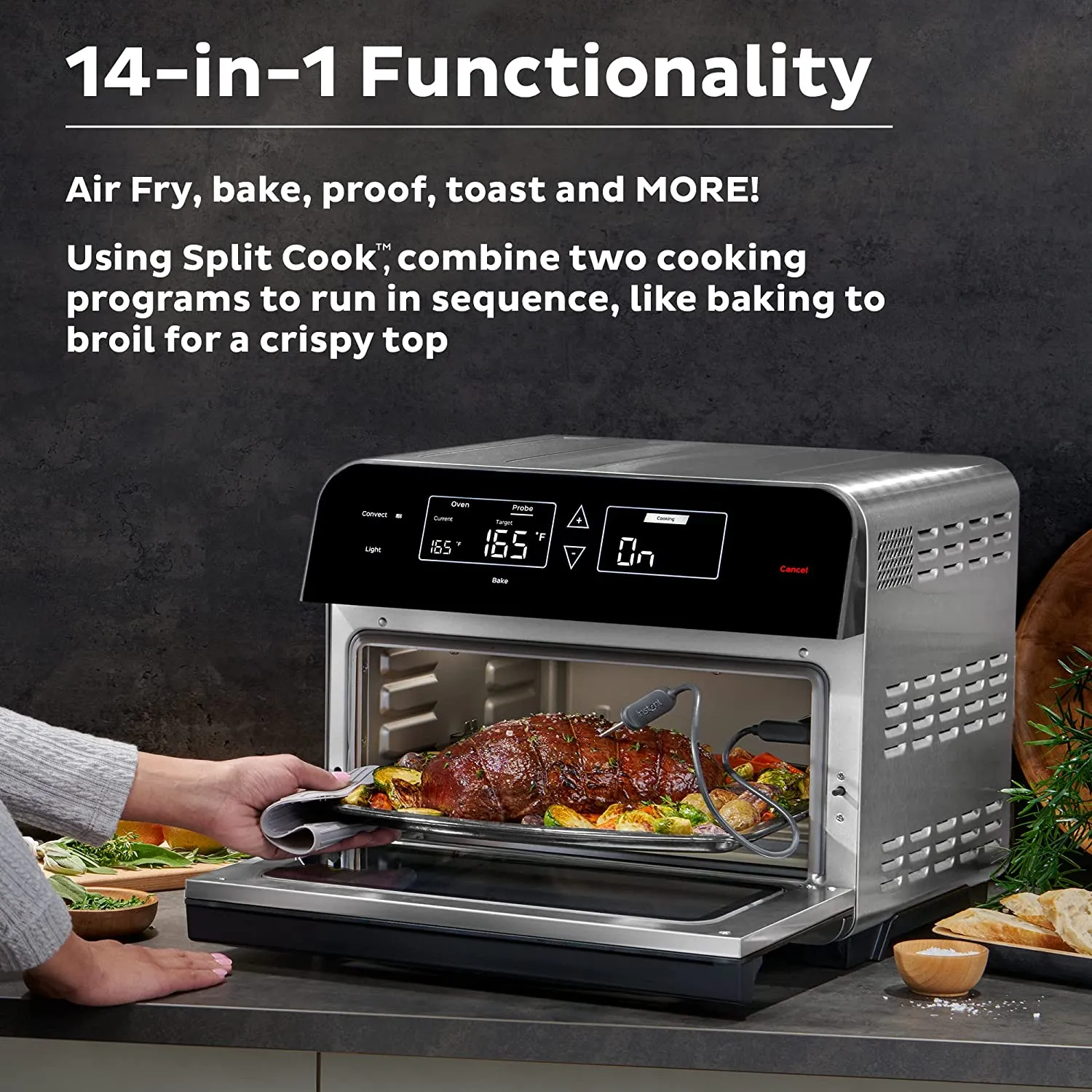 Air Fryer Toaster Oven Combo, 14-in-1 Functions, Fits a 12" Pizza, 6 Slices of Bread