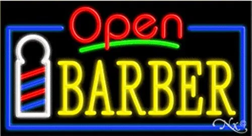 Barber Open Handcrafted Energy Efficient Glasstube Neon Signs