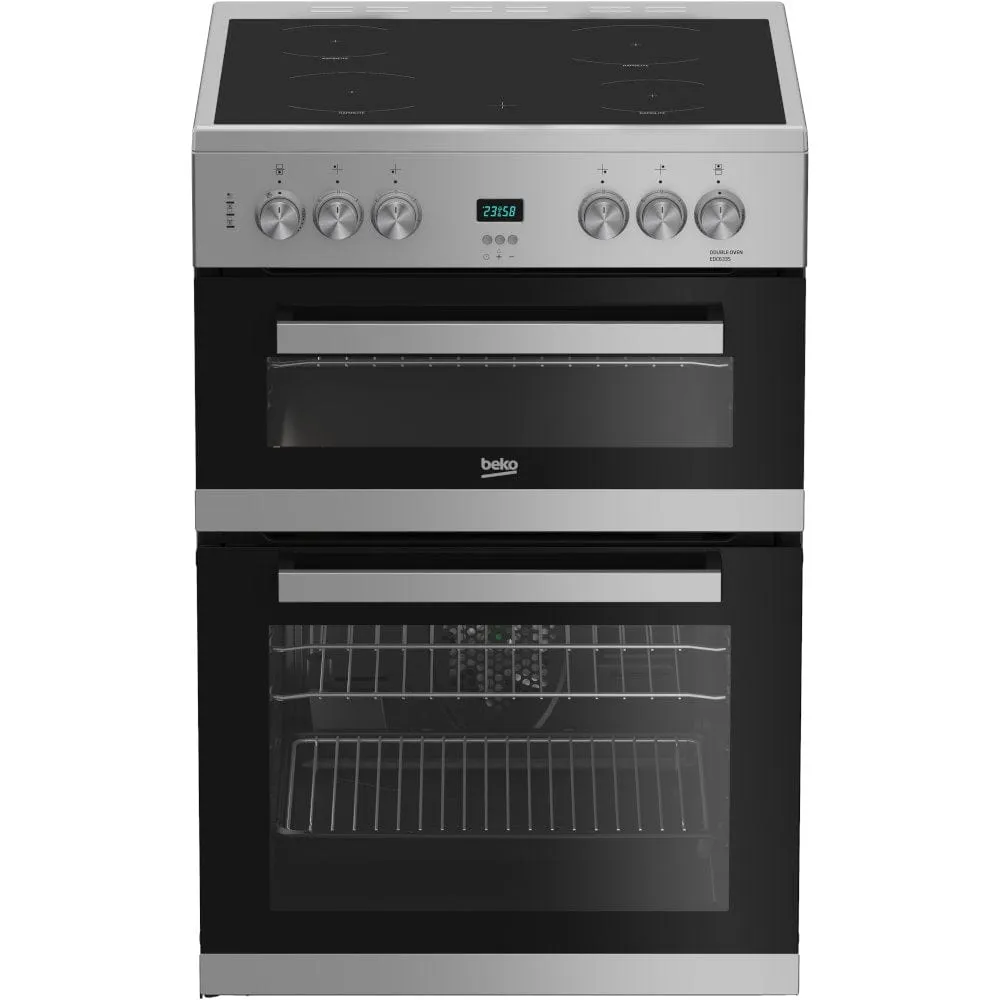 Beko EDC633S 60cm Electric Double Oven with Ceramic Hob - Silver