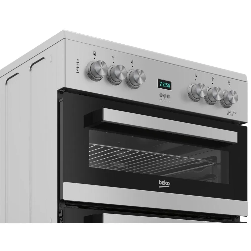 Beko EDC633S 60cm Electric Double Oven with Ceramic Hob - Silver