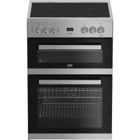 Beko EDC633S 60cm Electric Double Oven with Ceramic Hob - Silver