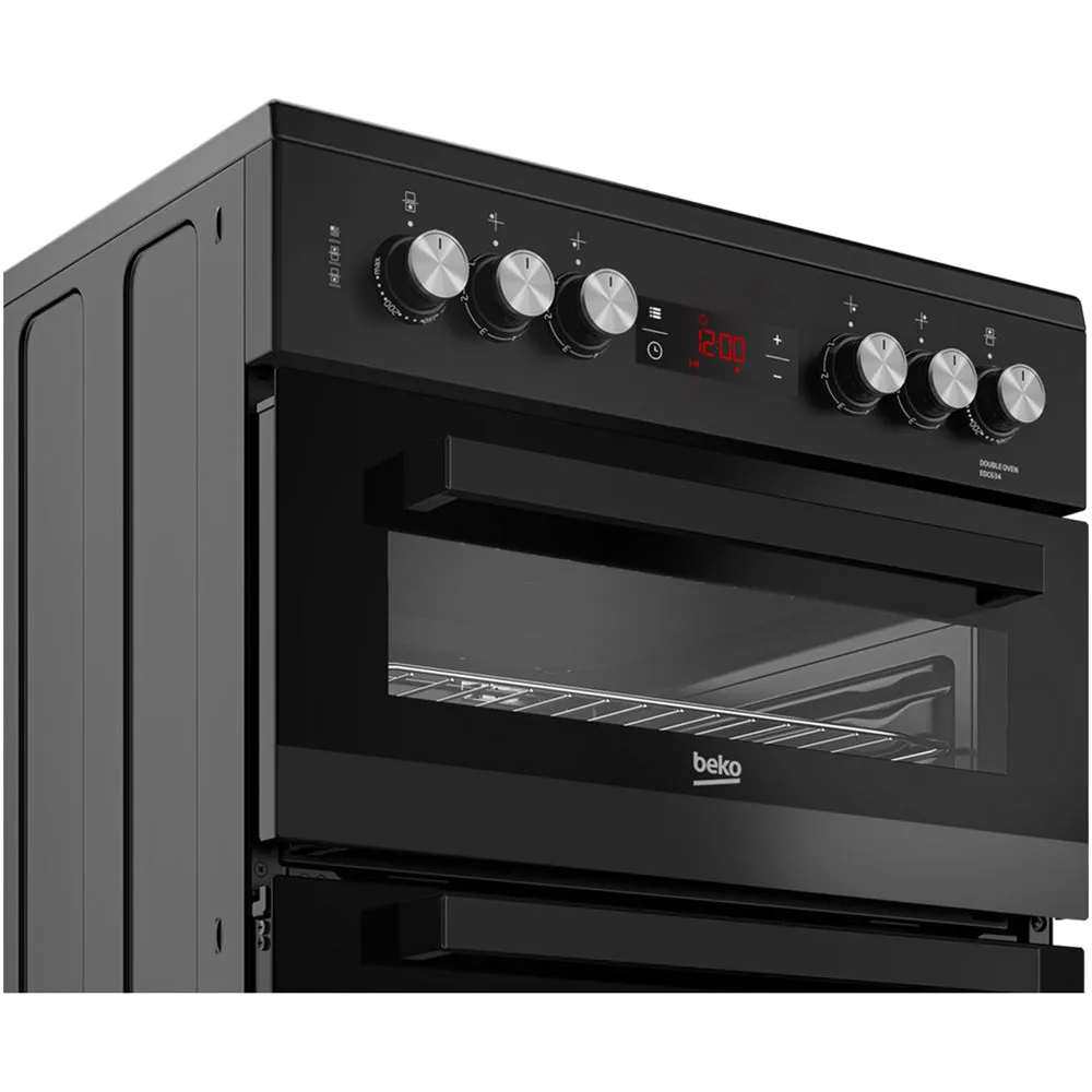 Beko EDC634K 60cm Double Oven Electric Cooker with Ceramic Hob - Black