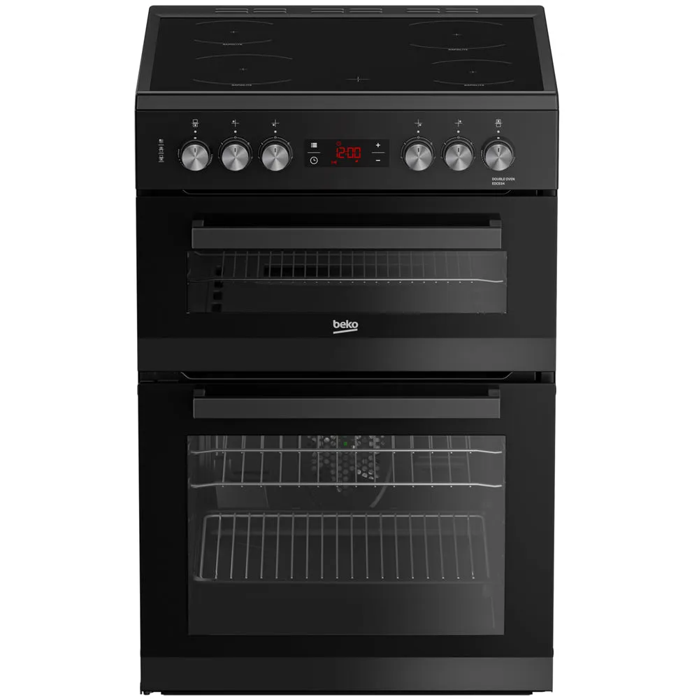 Beko EDC634K 60cm Double Oven Electric Cooker with Ceramic Hob - Black