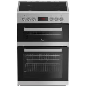 Beko EDC634S 60cm Double Oven Electric Cooker with Ceramic Hob - Silver