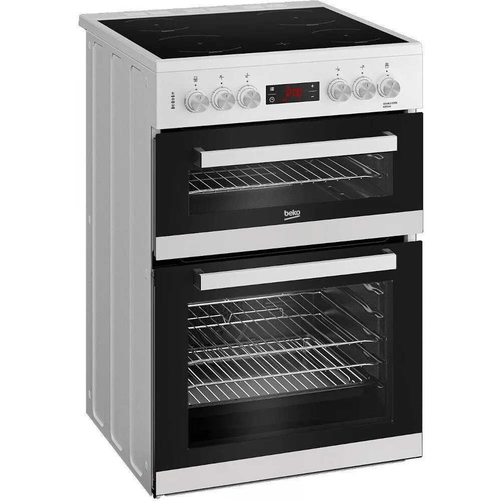 Beko EDC634W 60cm Double Oven Electric Cooker with Ceramic Hob - White