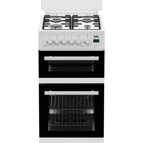 Beko EDG507W Freestanding Double Oven Gas Cooker with Gas Hob White