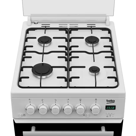 Beko EDG507W Freestanding Double Oven Gas Cooker with Gas Hob White