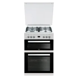 Beko EDG6L33W 60cm Double Oven Gas Cooker with Glass Lid - White