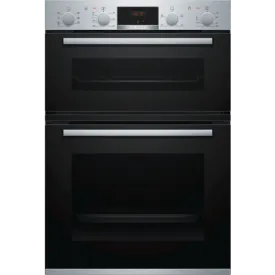 Bosch MBS533BS0B 59.4cm Built In Electric Double Oven with 3D Hot Air Stainless Steel