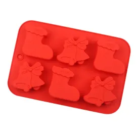 Christmas Bells & Socks Soap Mould 6 Bars