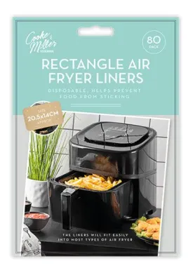 Cooke & Miller Rectangle Disposable Air Fryer Liners | 20.5cm | Pack of 80