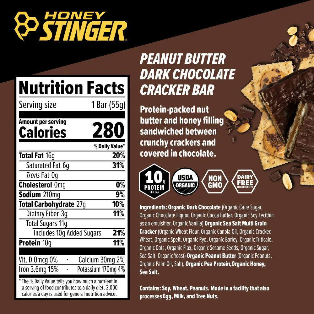 Honey Stinger Organic Snack Bars - Peanut Butter Dark Chocolate