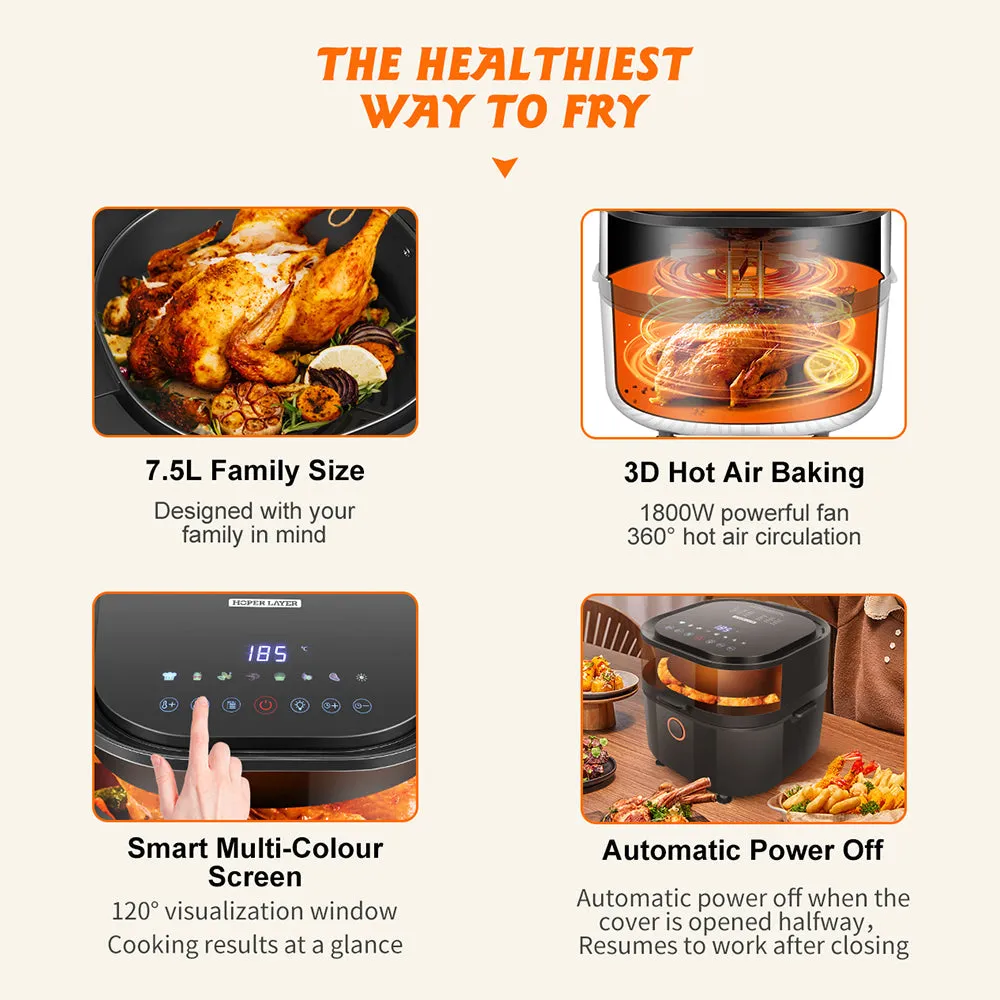 Hoper Layer Digital Air Fryer 1800W 7.5L KZ75