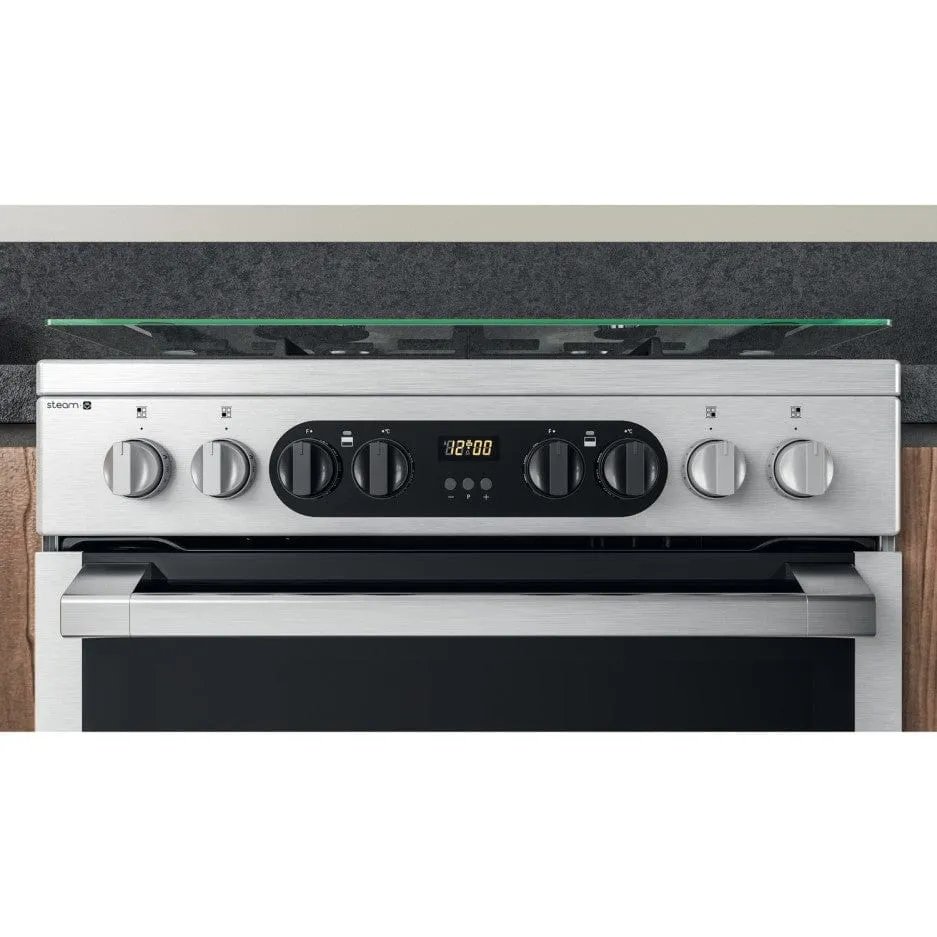 Hotpoint HD67G8CCX 60cm Dual Fuel Cooker Double Oven Gas Hob Stainless Steel