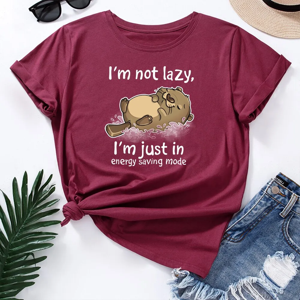 I'm Not Lazy Animal Bear Graphic Print T Shirt