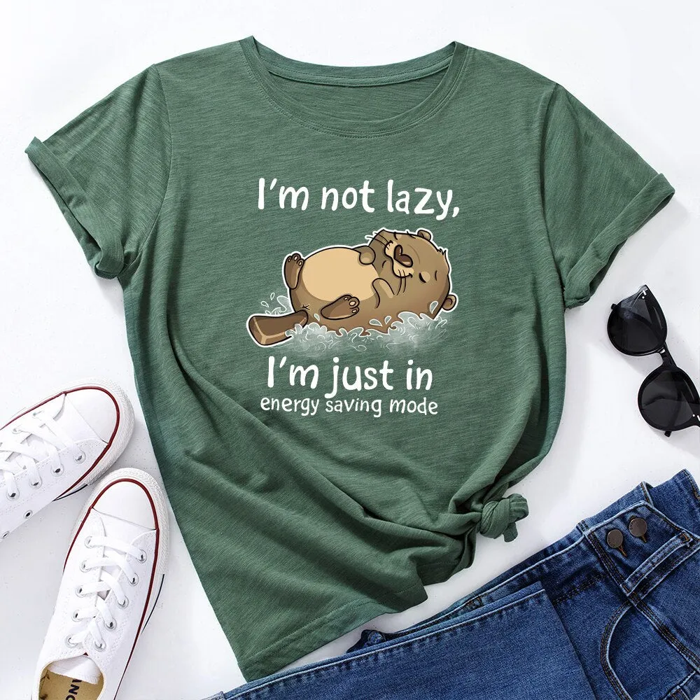 I'm Not Lazy Animal Bear Graphic Print T Shirt