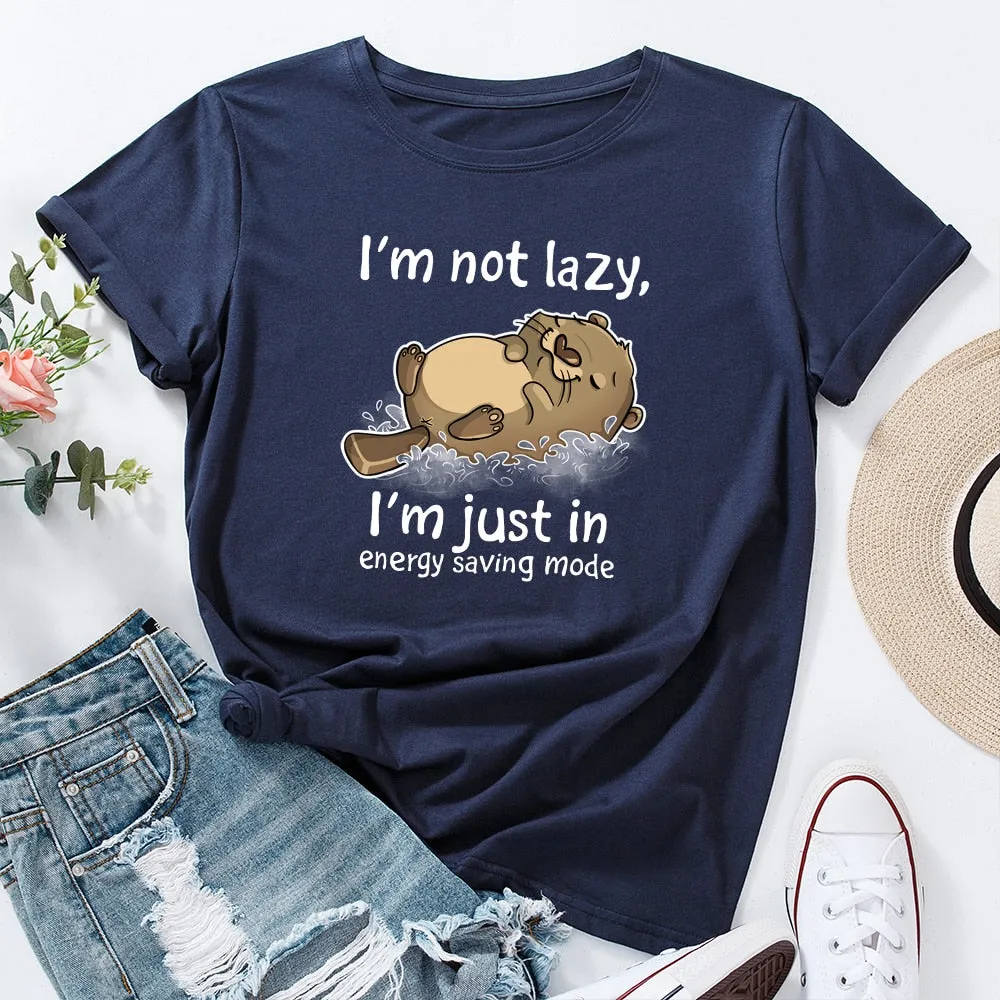 I'm Not Lazy Animal Bear Graphic Print T Shirt