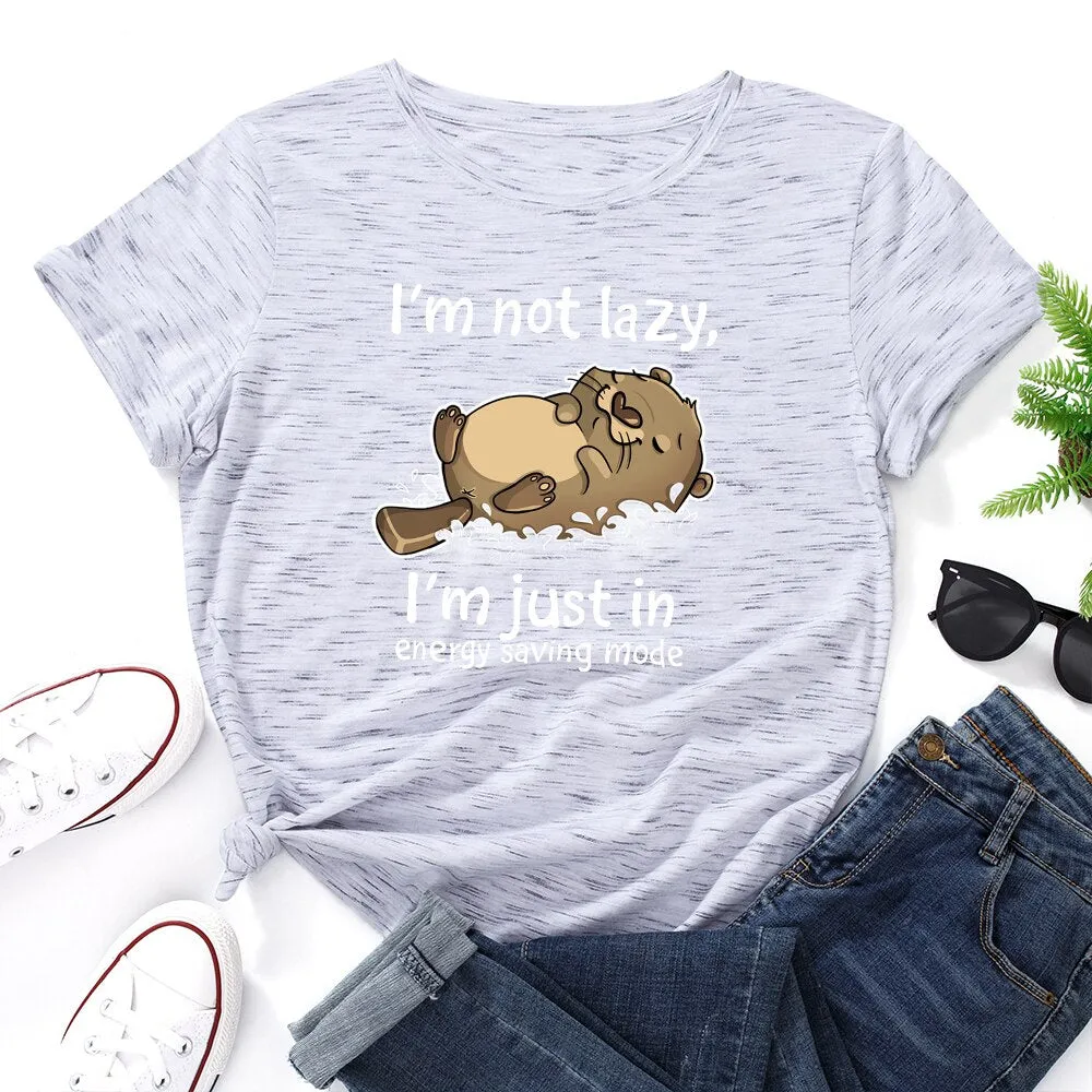 I'm Not Lazy Animal Bear Graphic Print T Shirt