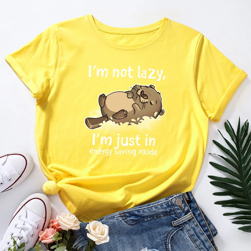 I'm Not Lazy Animal Bear Graphic Print T Shirt