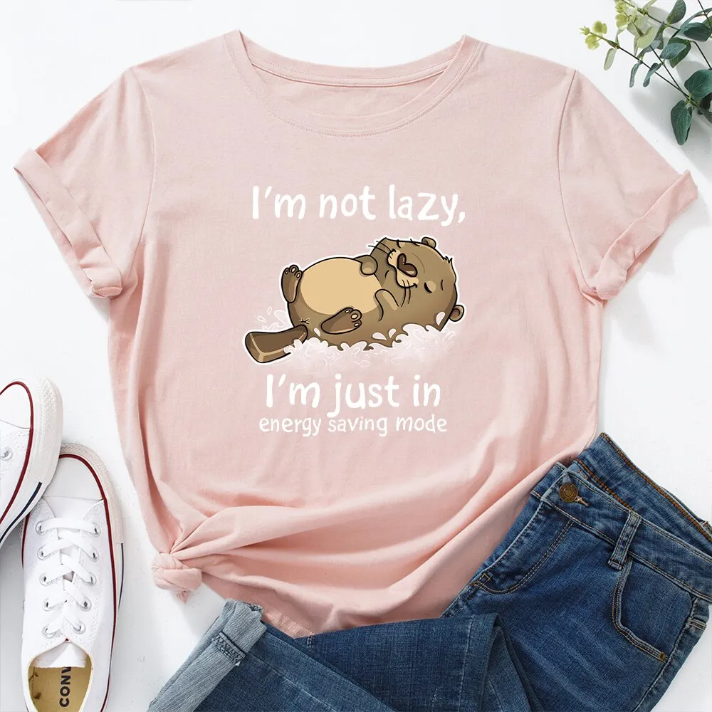 I'm Not Lazy Animal Bear Graphic Print T Shirt