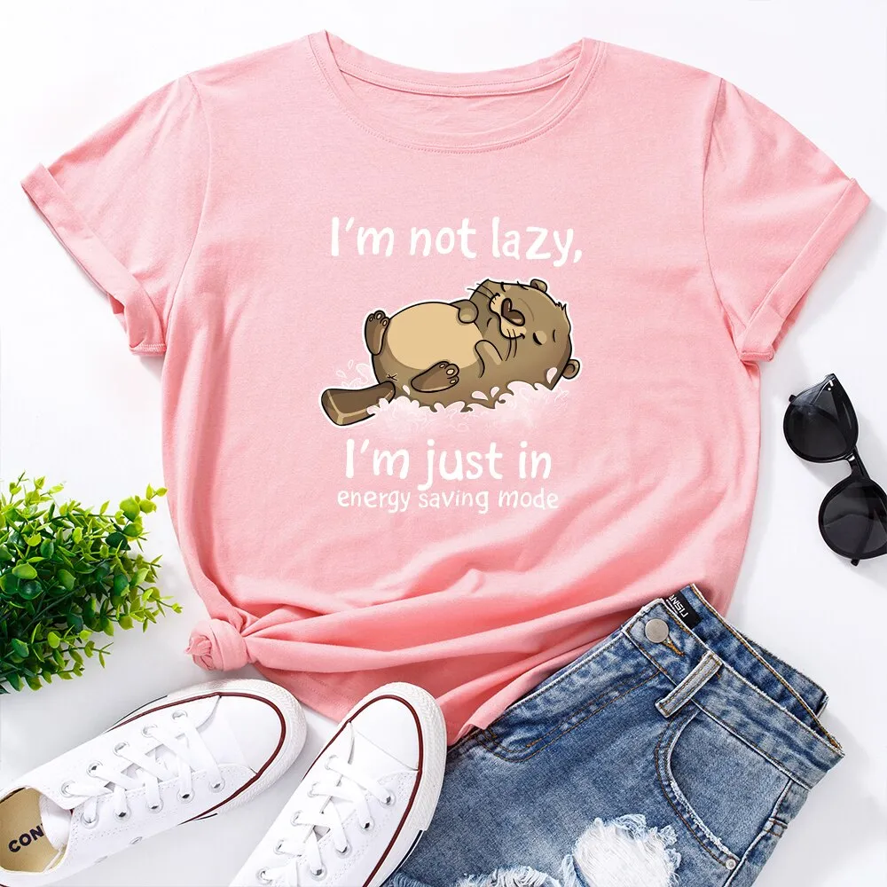 I'm Not Lazy Animal Bear Graphic Print T Shirt