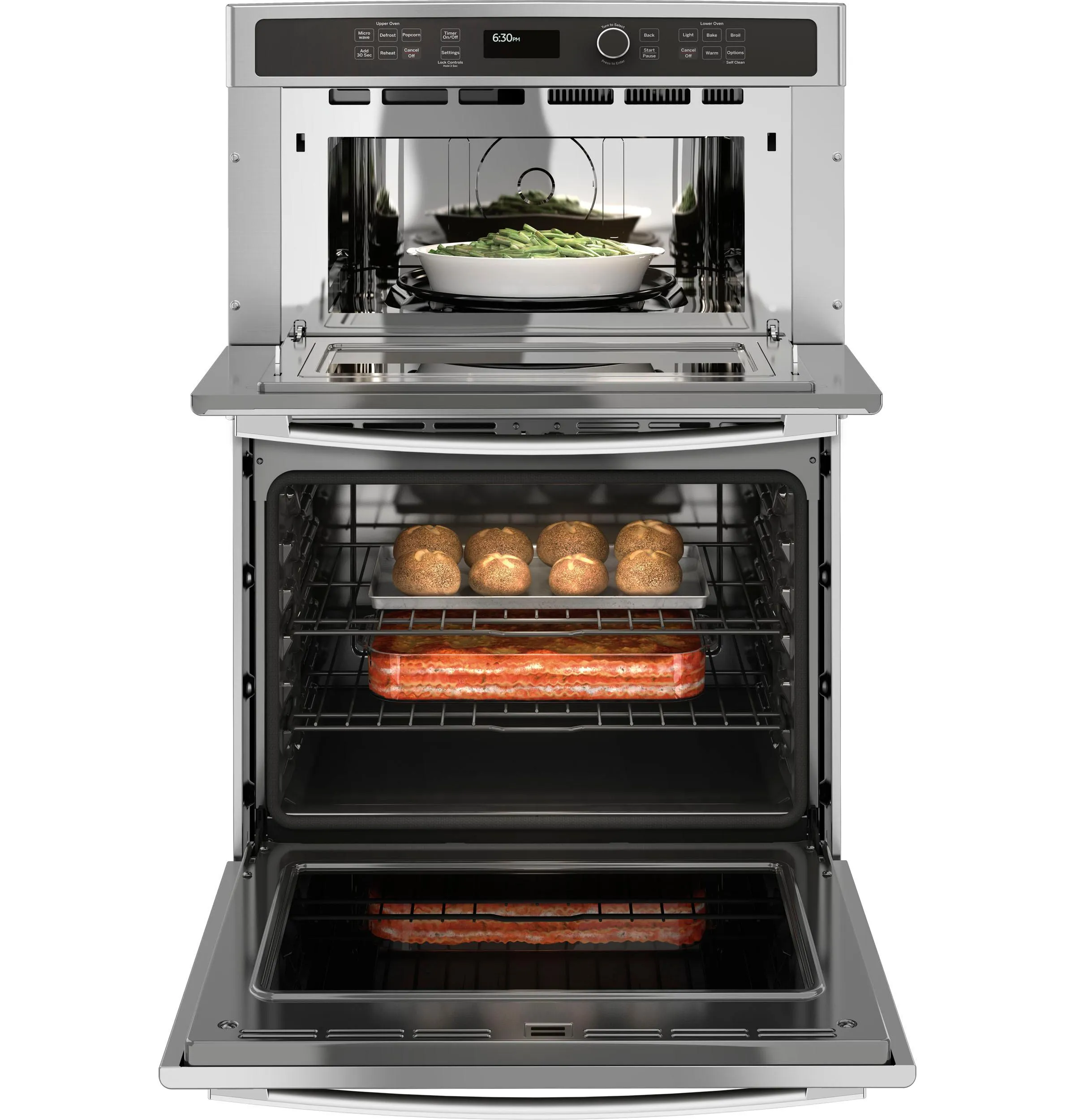 JT3800SHSS GE® 30" Combination Double Wall Oven