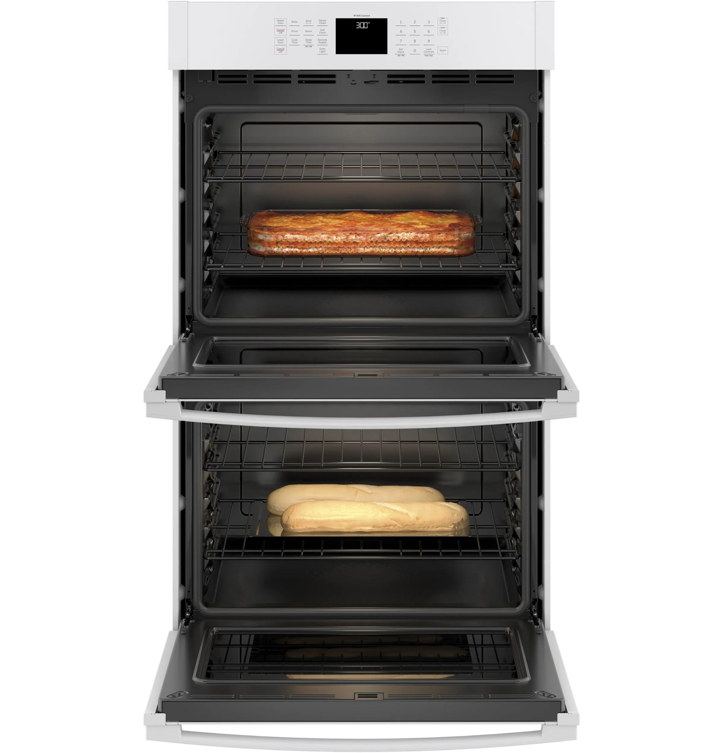 JTD3000DNWW GE® 30" Smart Built-In Self-Clean Double Wall Oven with Never-Scrub Racks