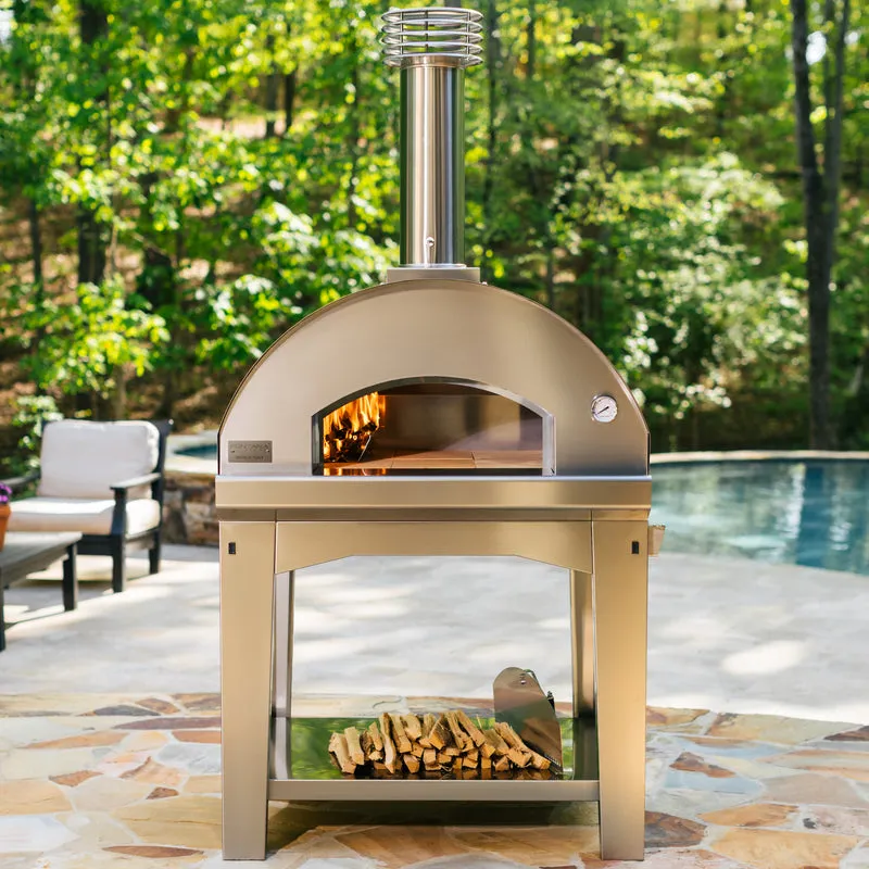 Mangiafuoco Wood Oven on Stainless Cart