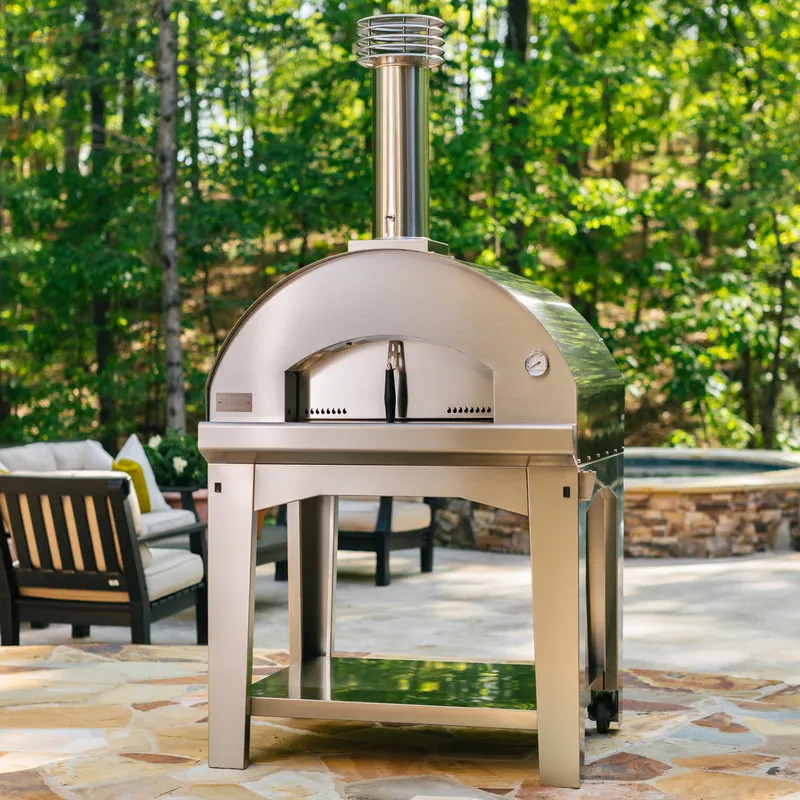 Mangiafuoco Wood Oven on Stainless Cart