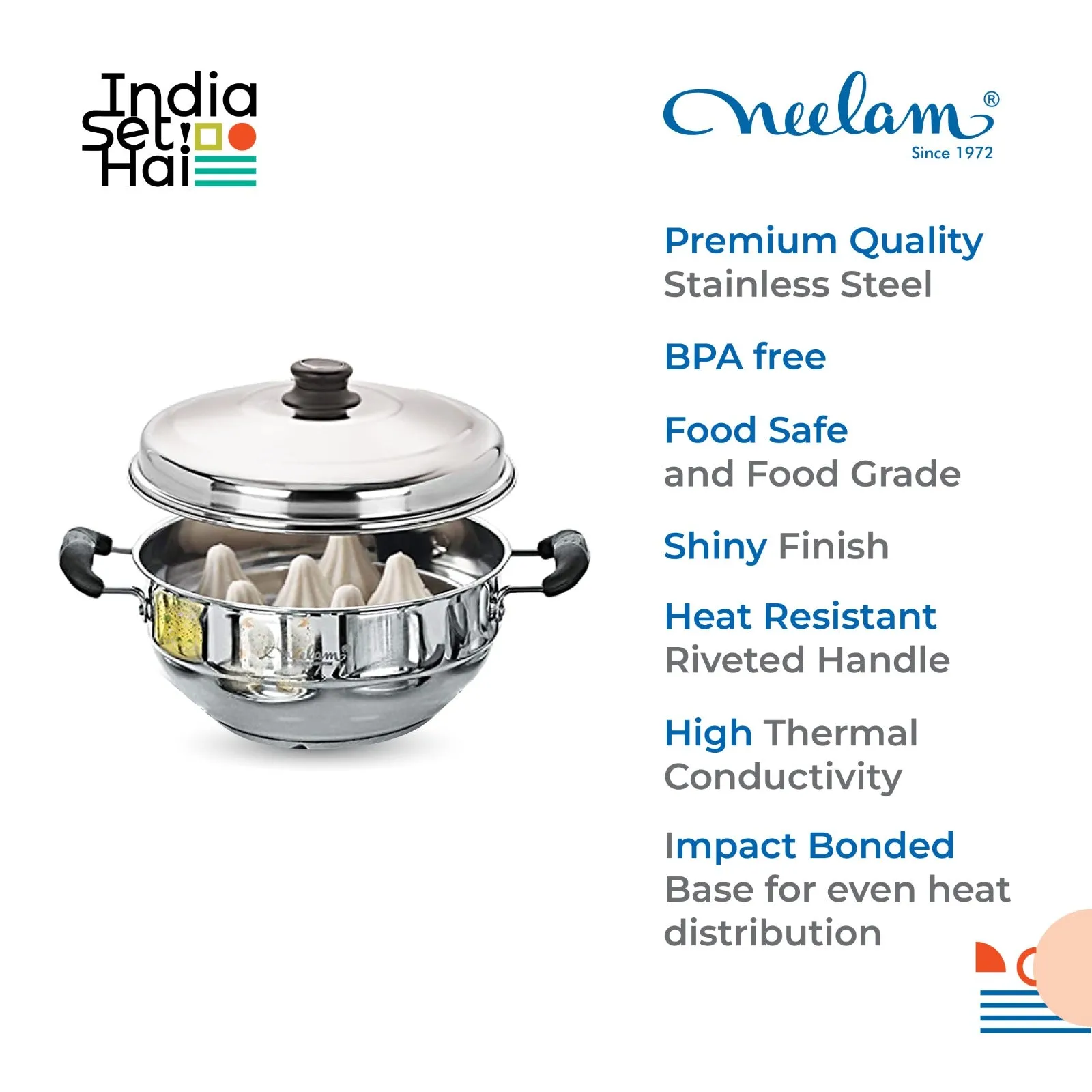 Neelam Stainless Steel Multi Kadai Induction Base