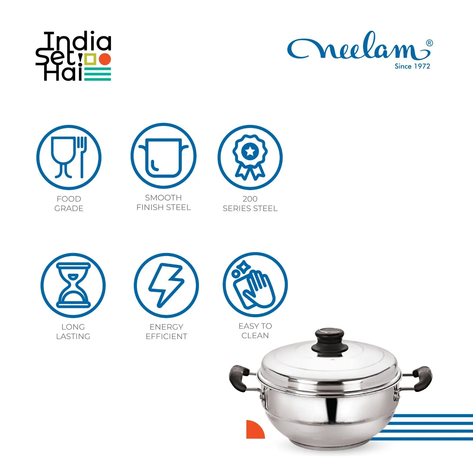 Neelam Stainless Steel Multi Kadai Induction Base