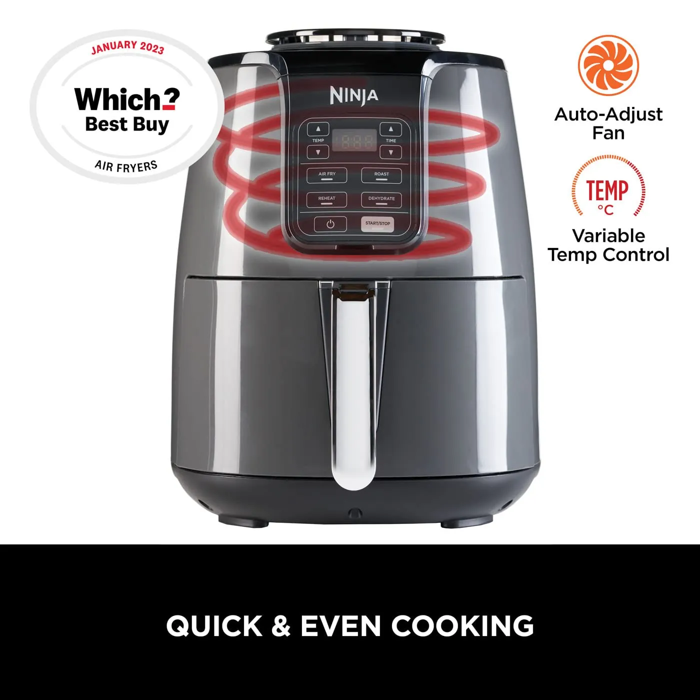 Ninja Air Fryer, 3.8 L, ‎1550 W, 4-in-1, Uses No Oil (New)