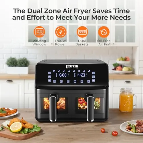 OSTBA Dual Air Fryer, 4 4L Dual Zone Air Fryer (New)