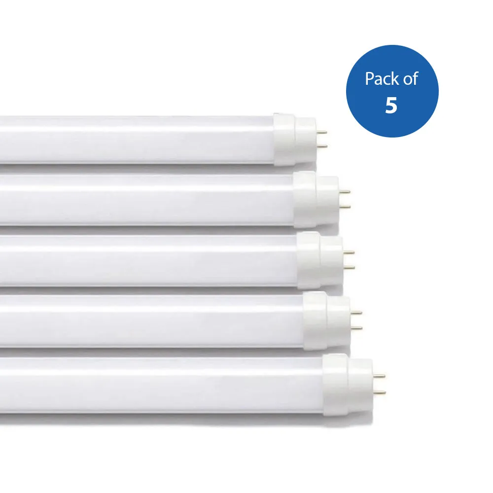 Pack of 5 T8 22W LED Nano Plastic Tube 150cms 4000K, Super Bright, Wall and Ceiling White LED, 30000 Hours Long Life