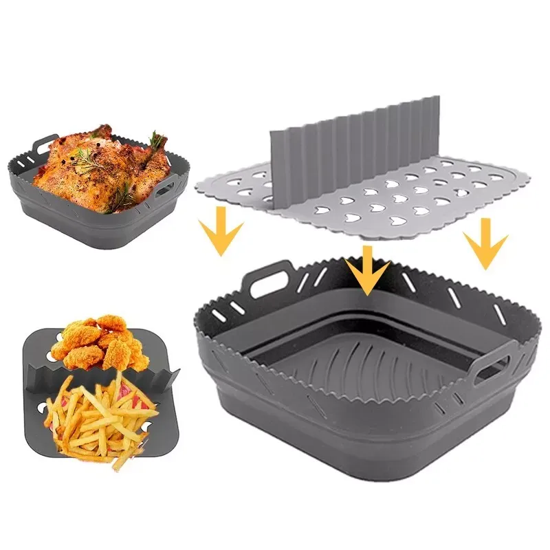 Premium Ultra Thick Silicone Air Fryer Liner With Divider and Utensils