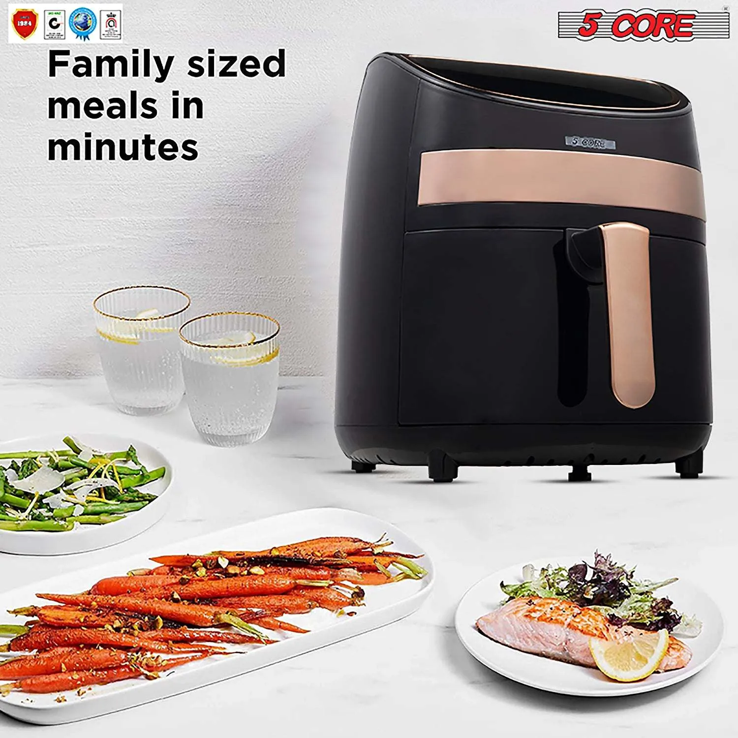 Products Hot Air Fryer Oven 3.2 QT Pot Quarts Electric Oil-Less 1400W Touch Screen Airfryer, 5 Core AF 320