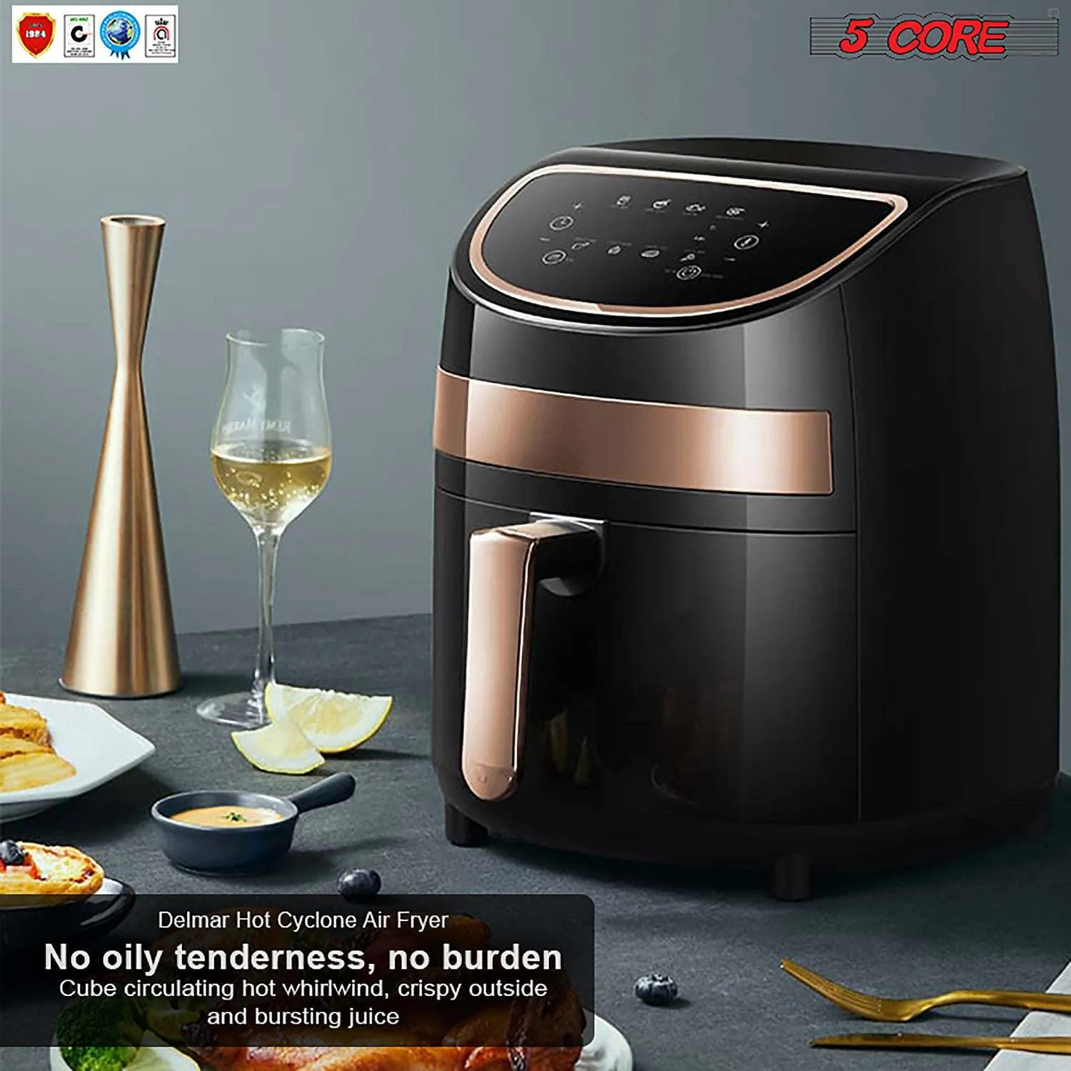 Products Hot Air Fryer Oven 3.2 QT Pot Quarts Electric Oil-Less 1400W Touch Screen Airfryer, 5 Core AF 320