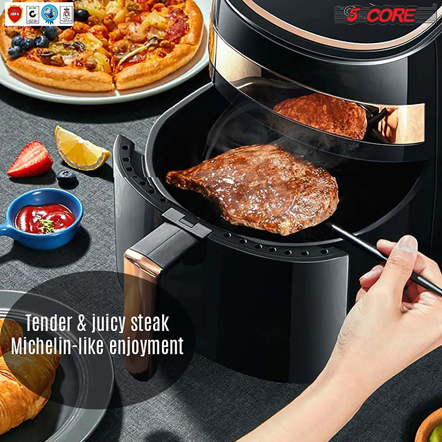 Products Hot Air Fryer Oven 3.2 QT Pot Quarts Electric Oil-Less 1400W Touch Screen Airfryer, 5 Core AF 320