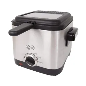 Quest 34250 1.5 Litre Stainless Steel Deep Fat Fryer / 130-190°C Adjustable Temperature/Lid Cover & Viewing Window/Easy Clean with Removable Basket / 900W / Ideal For Fried Chicken, Chips & More